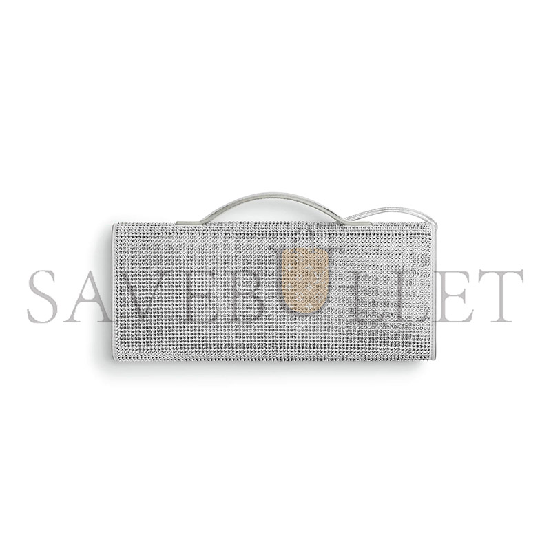 BOTTEGA VENETA LEATHER CRYSTAL-EMBELLISHED ANDIAMO CLUTCH BAG 844124  (33*13*3cm)